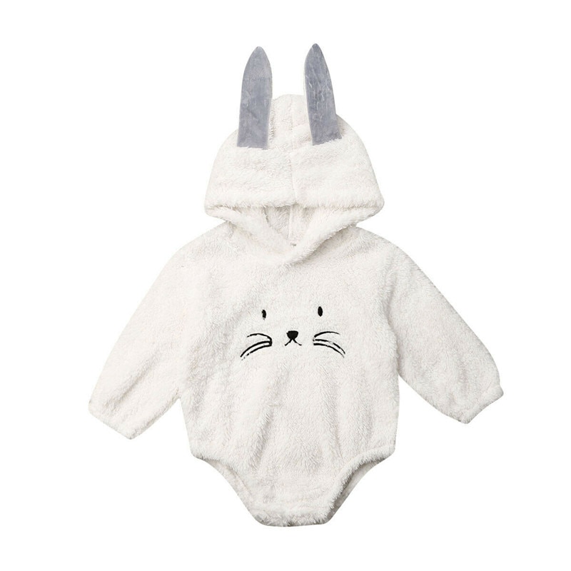 Søde kaninører jumpsuit til spædbarn småfødte baby drenge piger tøj kat hætteklædte fleece romper overtøj tøj kostume