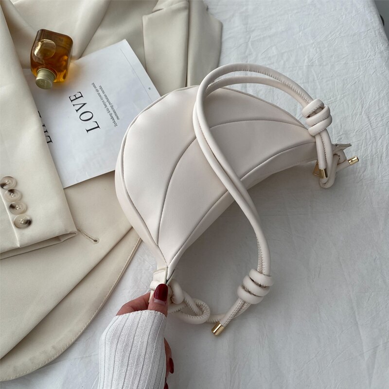 retro Halbmond bilden Knödel Tasche frauen Weiche Achselhöhle Schulter Tasche PU Leder Umhängetasche Weibliche Käufer: weiß tasche