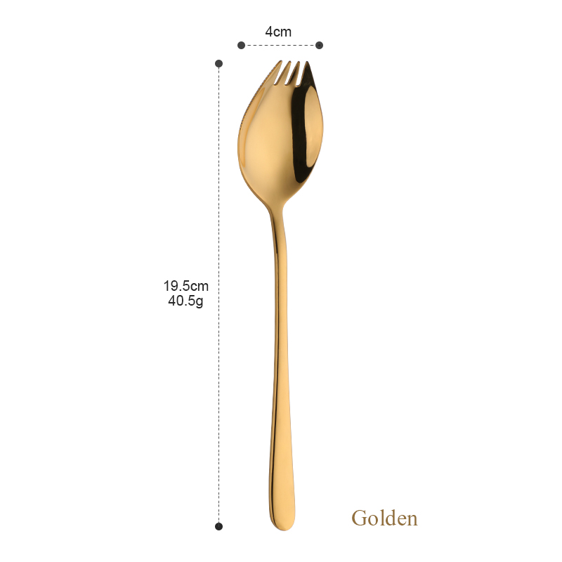 1PCS 3 EM Sporks 1 Design Criativo Ferramentas de Cozinha Utensílios de mesa de Aço Inoxidável Garfo de Sobremesa Colher Utensílios de Frutas Salada de Macarrão: Gold-1PCS