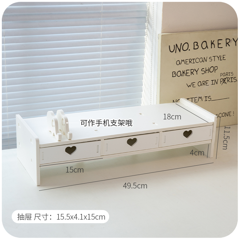 Kawaii Desktop Monitor Stand Wooden Computer Laptop Elevated Stand with Drawers Desk Storage Organizer Pink Cute Monitor Stand: VIOLET/紫罗兰