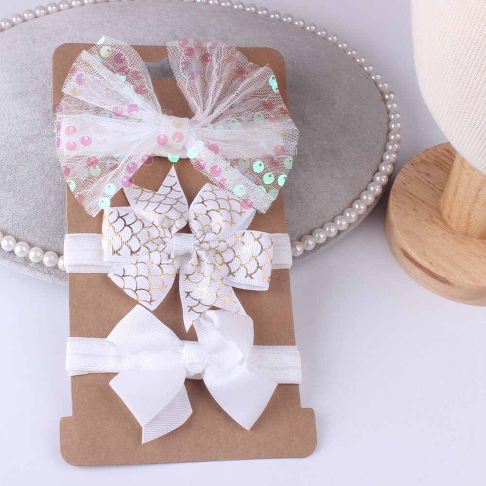 3 sztuk dziecko elastyczny kwiatowa opaska kokardy robić włosów dzieci cekiny łuk węzeł zestaw robić włosów opaska robić włosów dla dziewczynek włosy księżniczki akcesoria