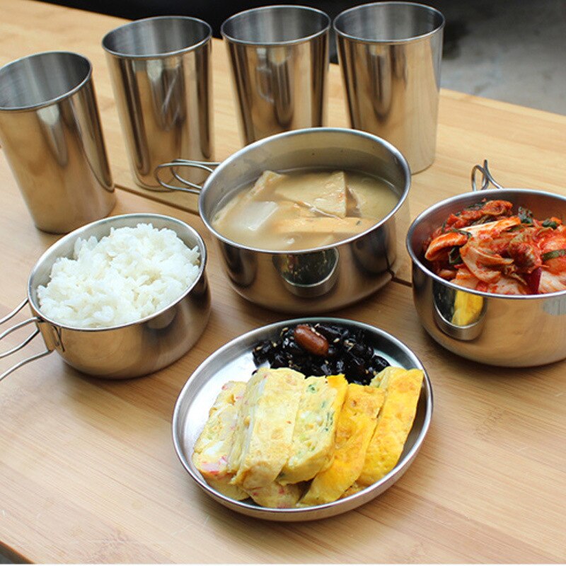 Outdoor Hiking Camping Cookware Stainless Steel Camping Equipment Cookware Kit Home Camping Panela Camping Camping Supplies