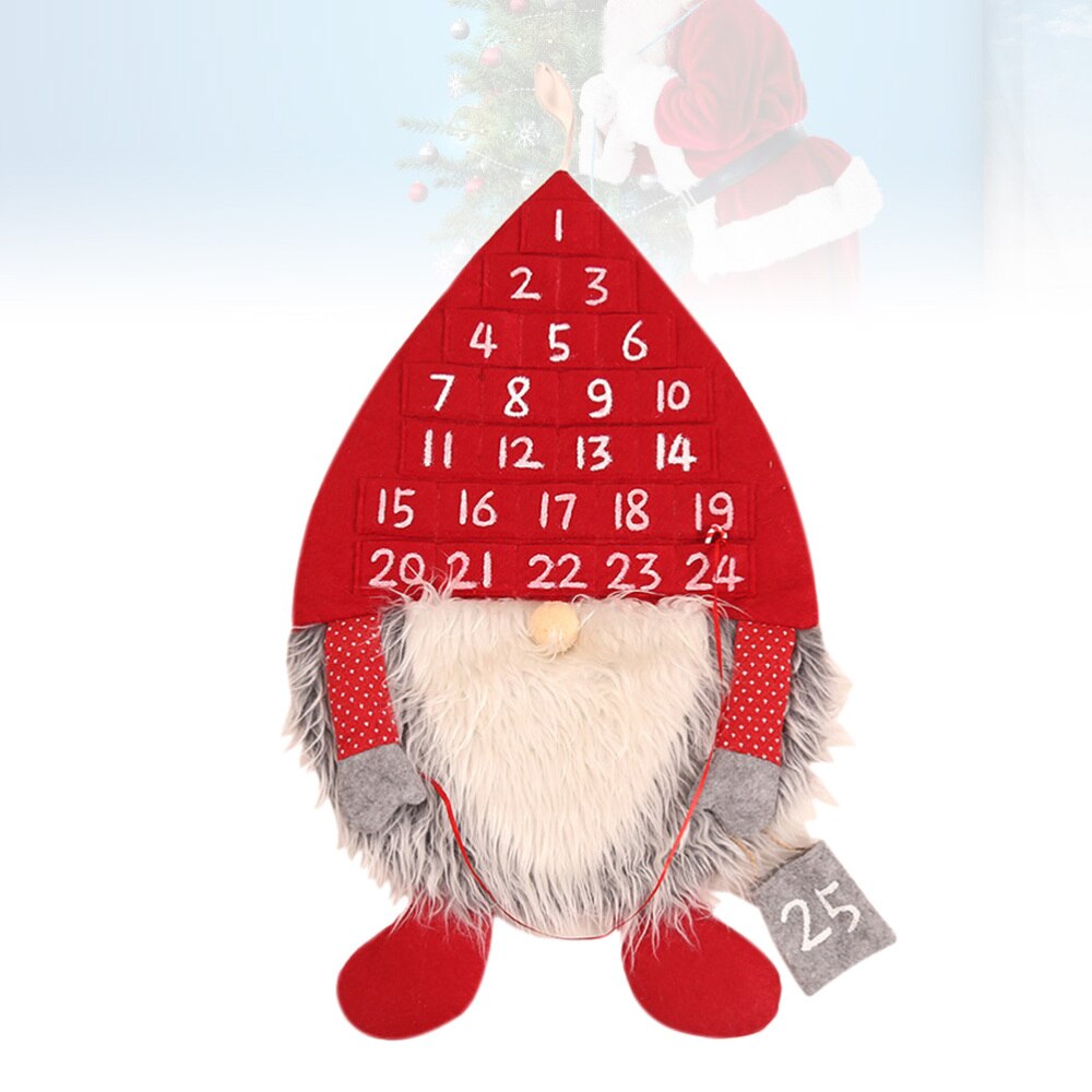 Jul svensk nisse adventskalender hængende jul rød hat svensk julemand nedtællingskalender til julepynt: Default Title