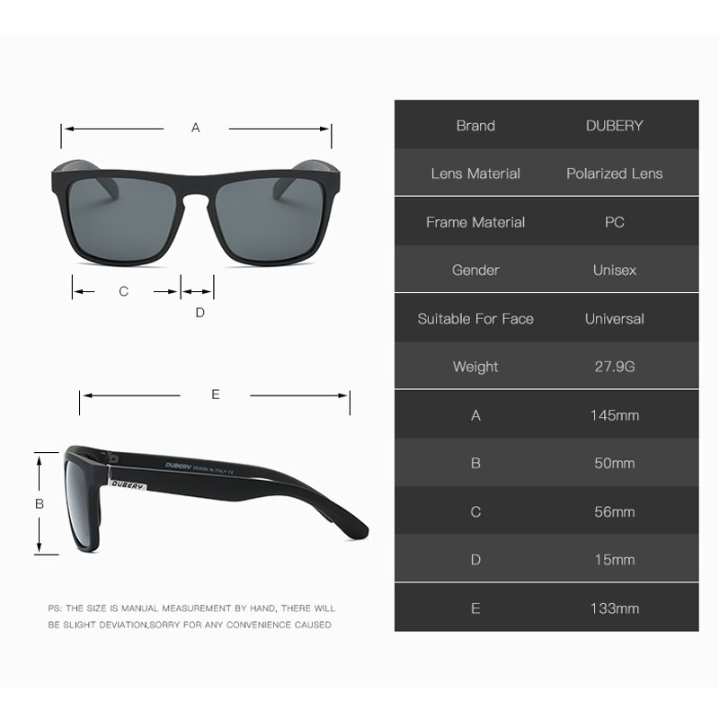 Gafas de sol polarizadas DUBERY, gafas de sol cuadradas para hombre, gafas de sol para hombre, gafas de sol Retro de lujo de de
