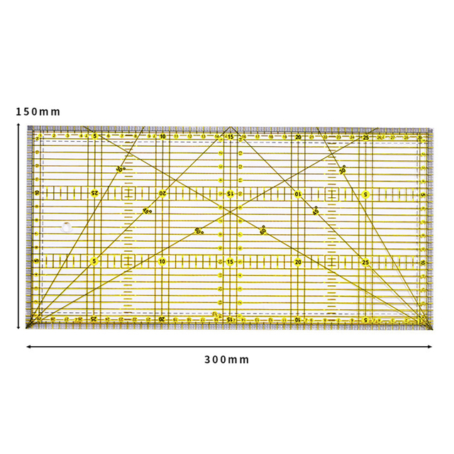 Four Sizes Acrylic Patchwork Ruler Two-color Tailor Size Cutting Quilting DIY Sewing Measuring Tool Drawing Dedicated Supplies: Color ruler
