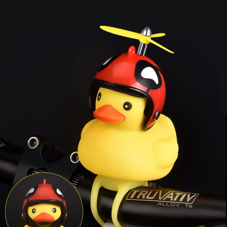 Funy Animal Bicycle Light Cartoon Little Yellow Duck Helmet Head Light Shining Duck Bicycle Bells Handlebar Bicycle Accessories: A