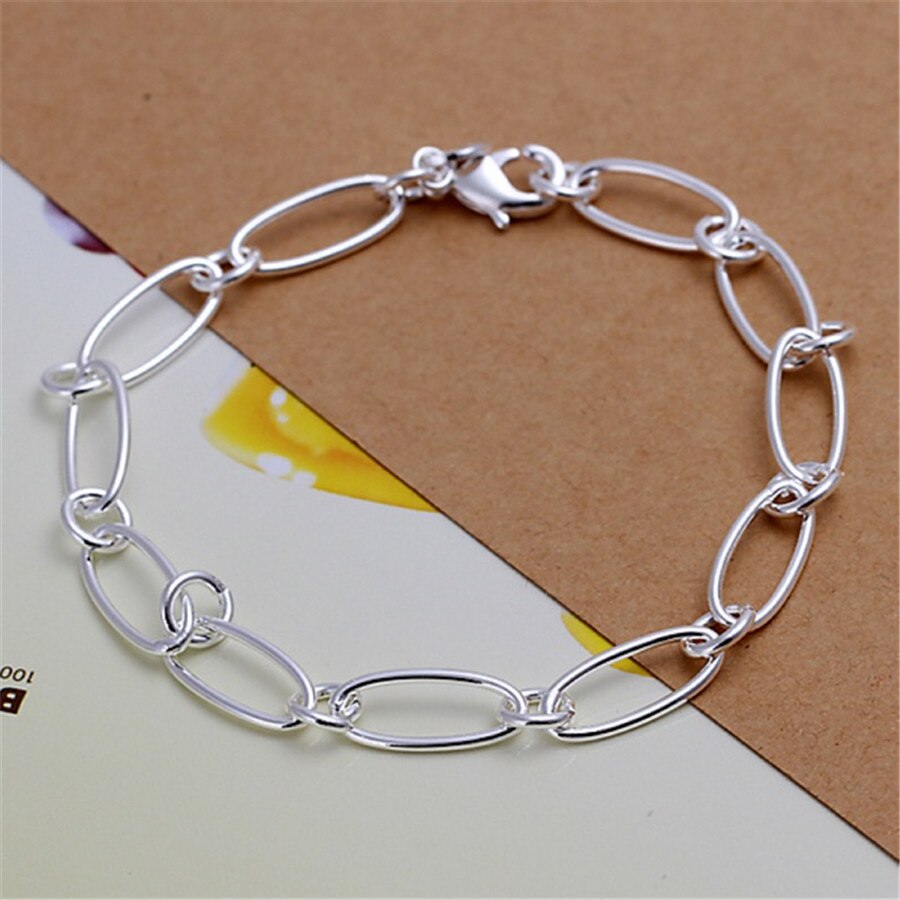 925 Sterling Silber Damen Herren Kette Männer Runde Halskette Armbinde Silber Schmuck-einstellen 45cm 20cm