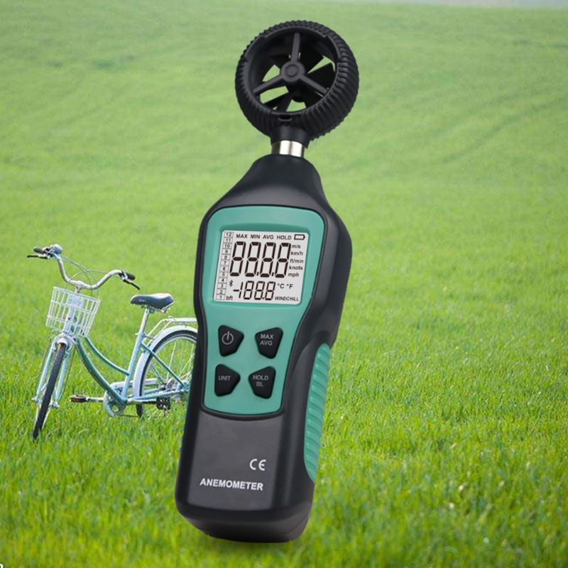 Handheld Digital Anemometer Wind Air Speed Meter Temperature Tester Thermometer M17E