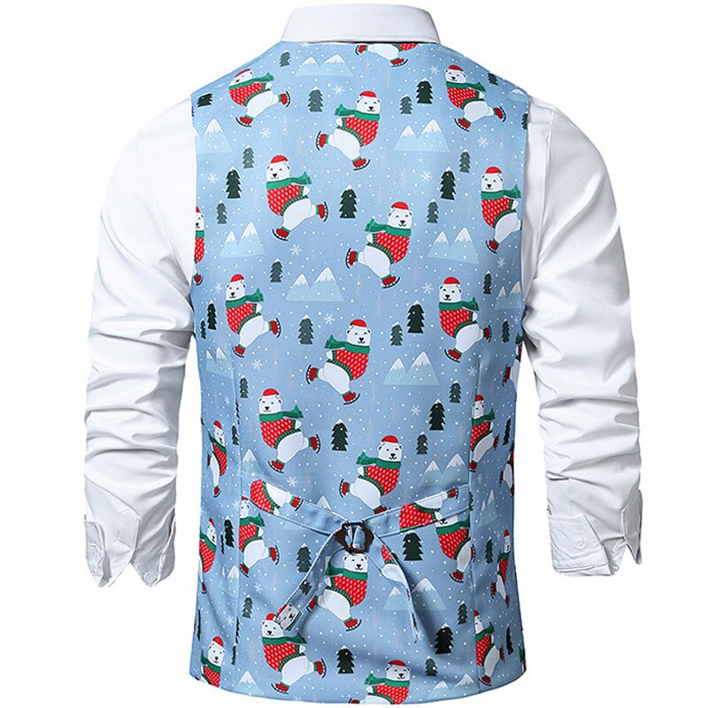 Estampado de Papá Noel traje de hombre chalecos Feliz Navidad chaleco hombres de Navidad baile traje chalecos chaleco Homme Cosplay hombres ropa