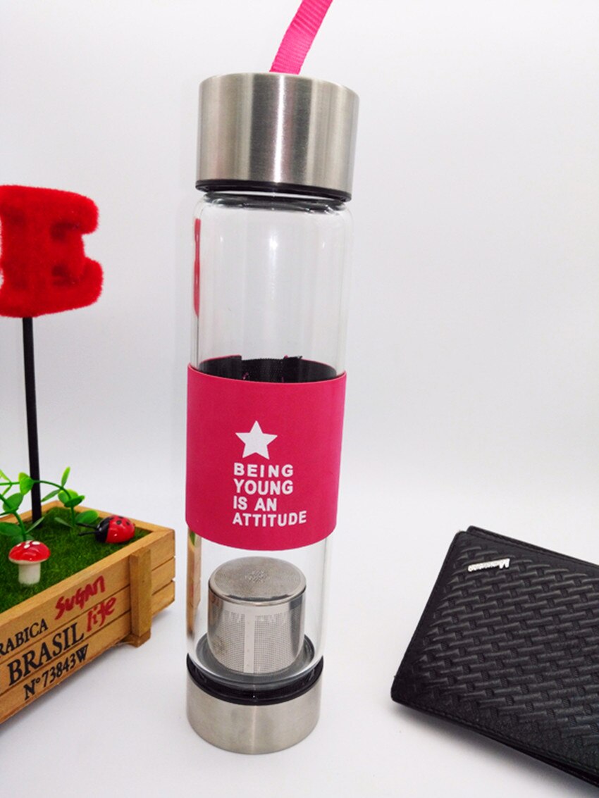 450ml glas vattenflaska med te tillförsel min dryck 500 ml vassleprotein shaker sport bootle resor flaskor: Röd
