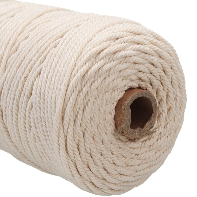 3Mmx200M Natural Handmade Cotton Cord Macrame Yarn Rope Diy Wall Hanging Plant Hanger Craft String Knitting