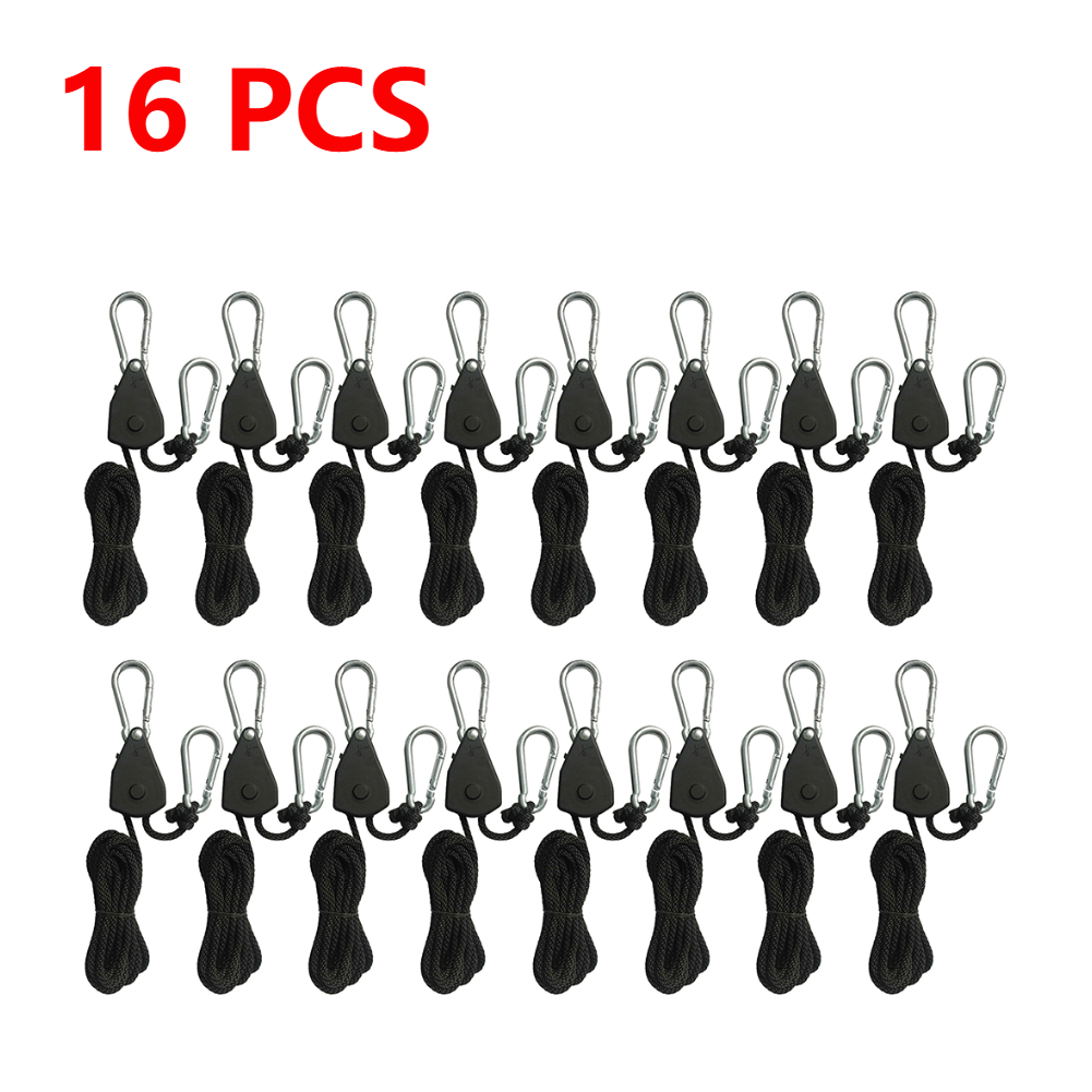 20-2PCS Hanger Pulley Ratchets Kayak Rope Rope Pulley 1/8 Lift Pulley Lock Tie Down Strap 1.6M Sky Curtain Tent for Camping: black