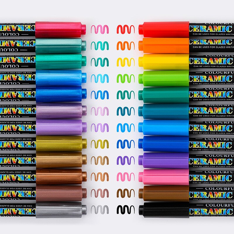 Rotulador de cerámica para uso en el horno, rotuladores de alta temperatura para dibujo acrílico, rotuladores de pintura para piedra de roca, madera, punta de pincel extrafina, 12/24 colores