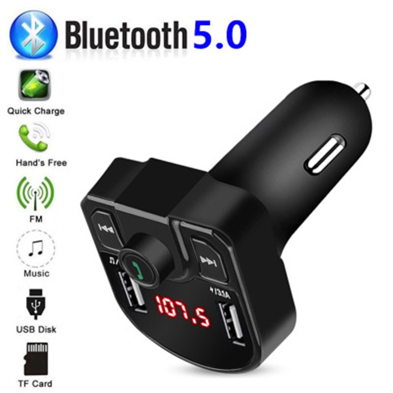 Reproductor MP3 Bluetooth para coche, receptor inalámbrico manos libres, modulador, Cargador USB Dual para coche, Kit de coche 3.1A, transmisor FM, tarjeta TF, disco U