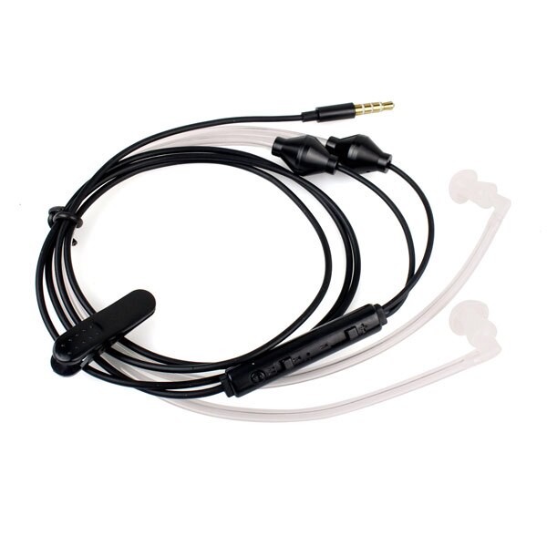 3,5mm Multifunktionale Anti-Radiation Luftkanal Hörer Headset für Alle 3,5mm Handys Anrufe Empfangen: Double Black