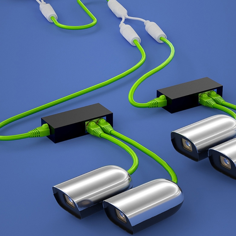 Waterdichte Poe Combiner Splitter Adapter Ethernet Splitter 1 Tot 2 Adapter Gelijktijdig Online Separator Abs-Materiaal