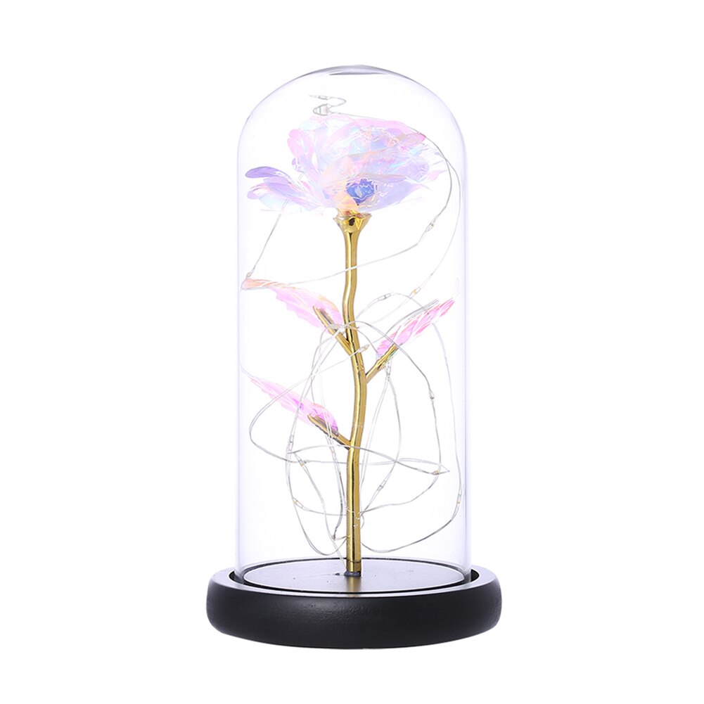 Eterna rosa flor a beleza e besta rosa em uma cúpula de vidro lâmpadas led decoração de casa casamento natal presente do dia dos namorados: b