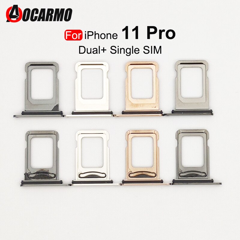 Aocarmo 10 sztuk/partia podwójna karta Sim dla iPhone 11 zawodowiec pojedyncze gniazdo karty SIM taca uchwyt adapter gniazdo części zamienne