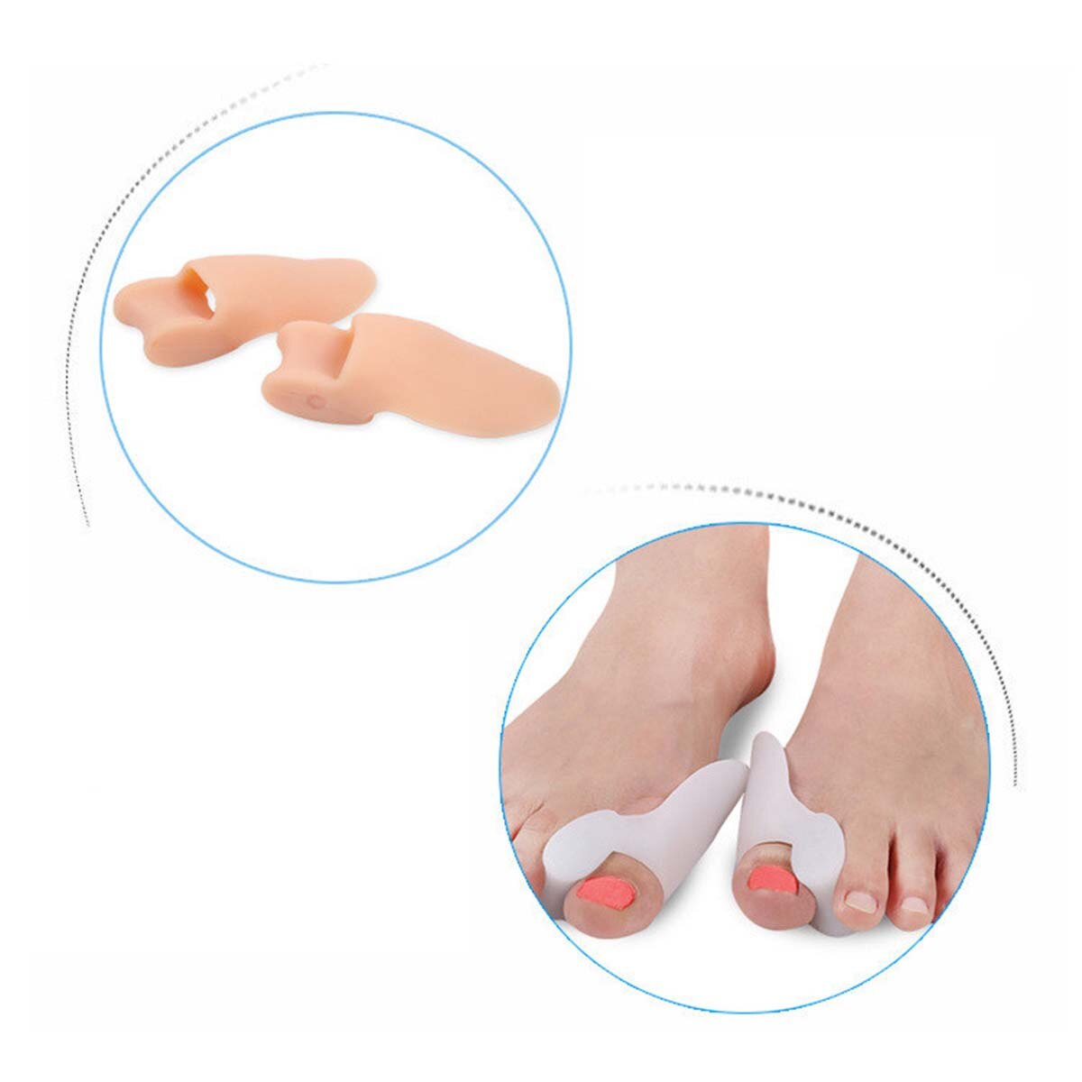1Pair Silicone Gel Toe Separators Straightener Bunion Protector Cushion Pad Pain Relief Stretchers Health Care Products