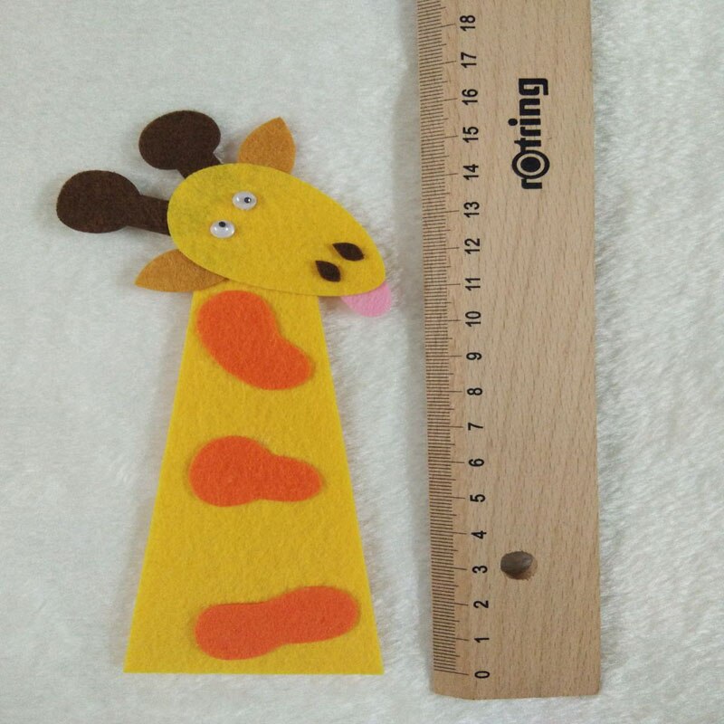 Smuk personlig filt dyr finger dukke diy ikke-vævet filt stof til dekoration kid undervisning læringsværktøj nøglering: Giraf