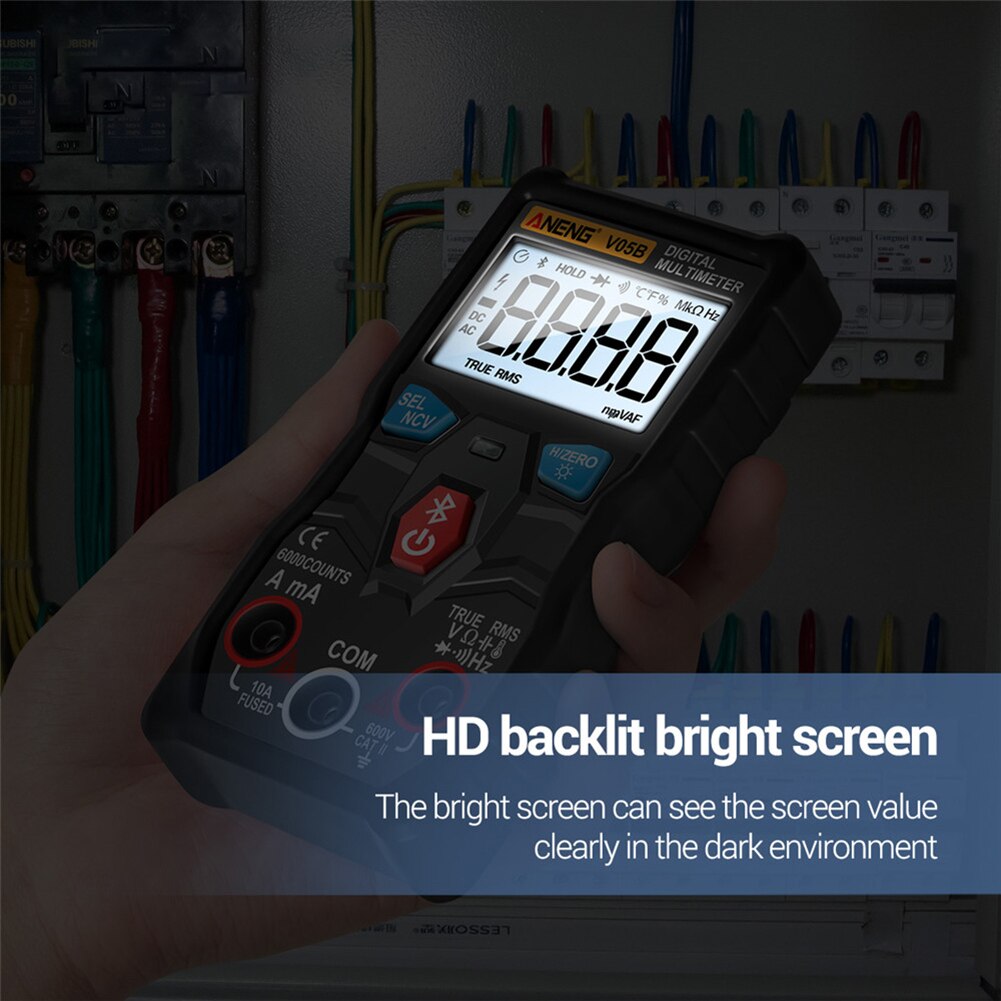 Digitale Bluetooth Multimeter 6000 Count True Rms Auto Range Dc/Ac Voltage Tester Capaciteit Weerstand Meter Multimetro