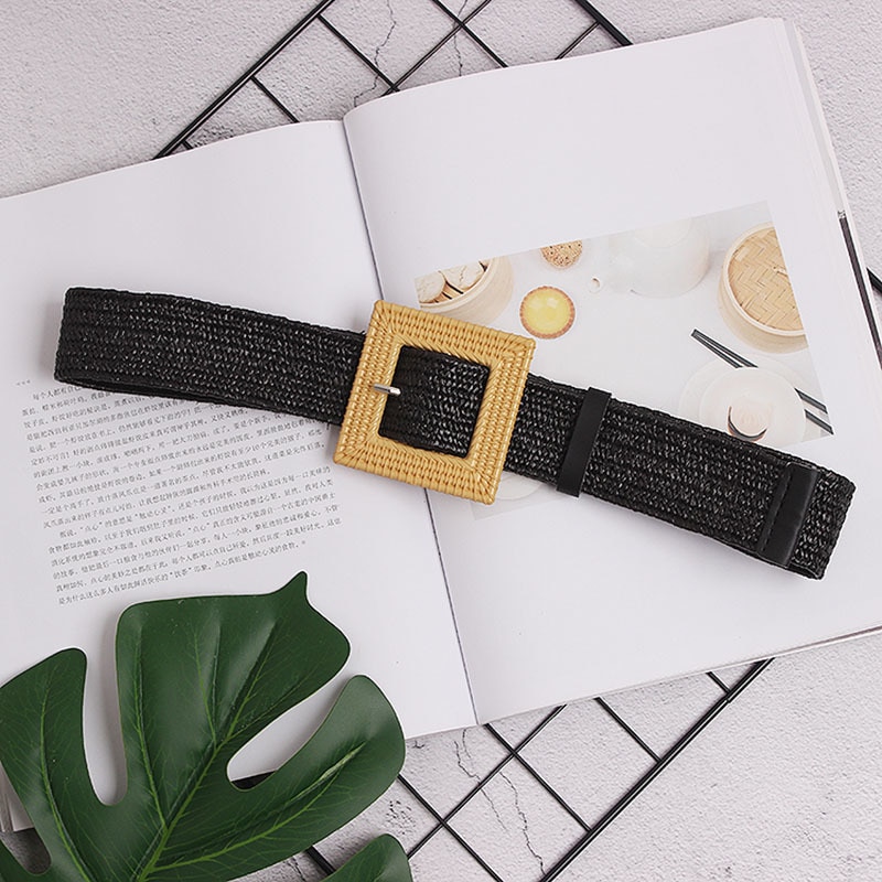 Twotwinstyle zomer hoge taille slanke riem voor vrouwen gestreepte riemen dames jurken accessoires tij: Zwart