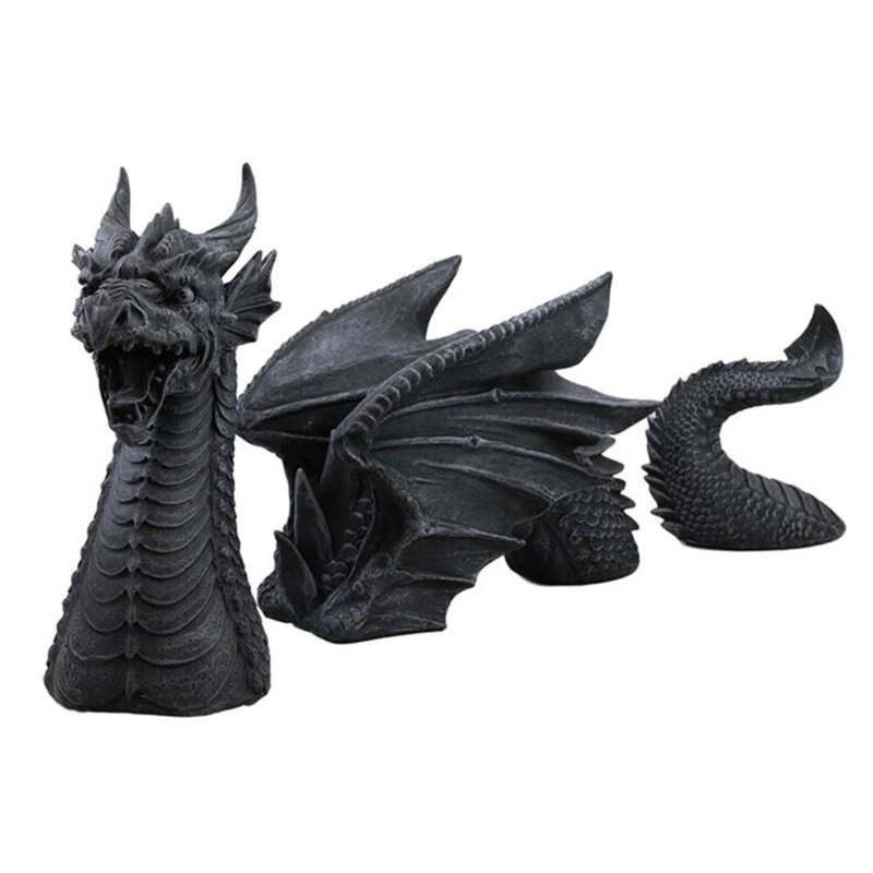 Flying Dragon Statue with Wing Garden Ornament Art Resin Craft Landscaping Yard Sculptures Decoration for Home Garden