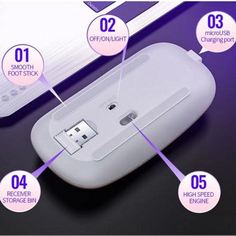 Wireless Mouse RGB Mouse Wireless Rechargeable Computer Mause Silent Ergonomic LED Mice USB Optical Backlit Mouse for Laptop PC