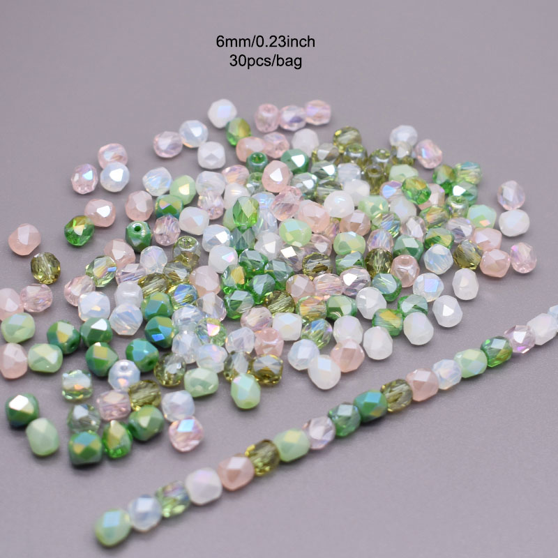 6mm 30 sztuk fasetowane koraliki ze szkła kryształowego 18 fasetowane koraliki w kształcie beczki szklane luźne koraliki dystansowe do tworzenia biżuterii DIY bransoletka: MULTI