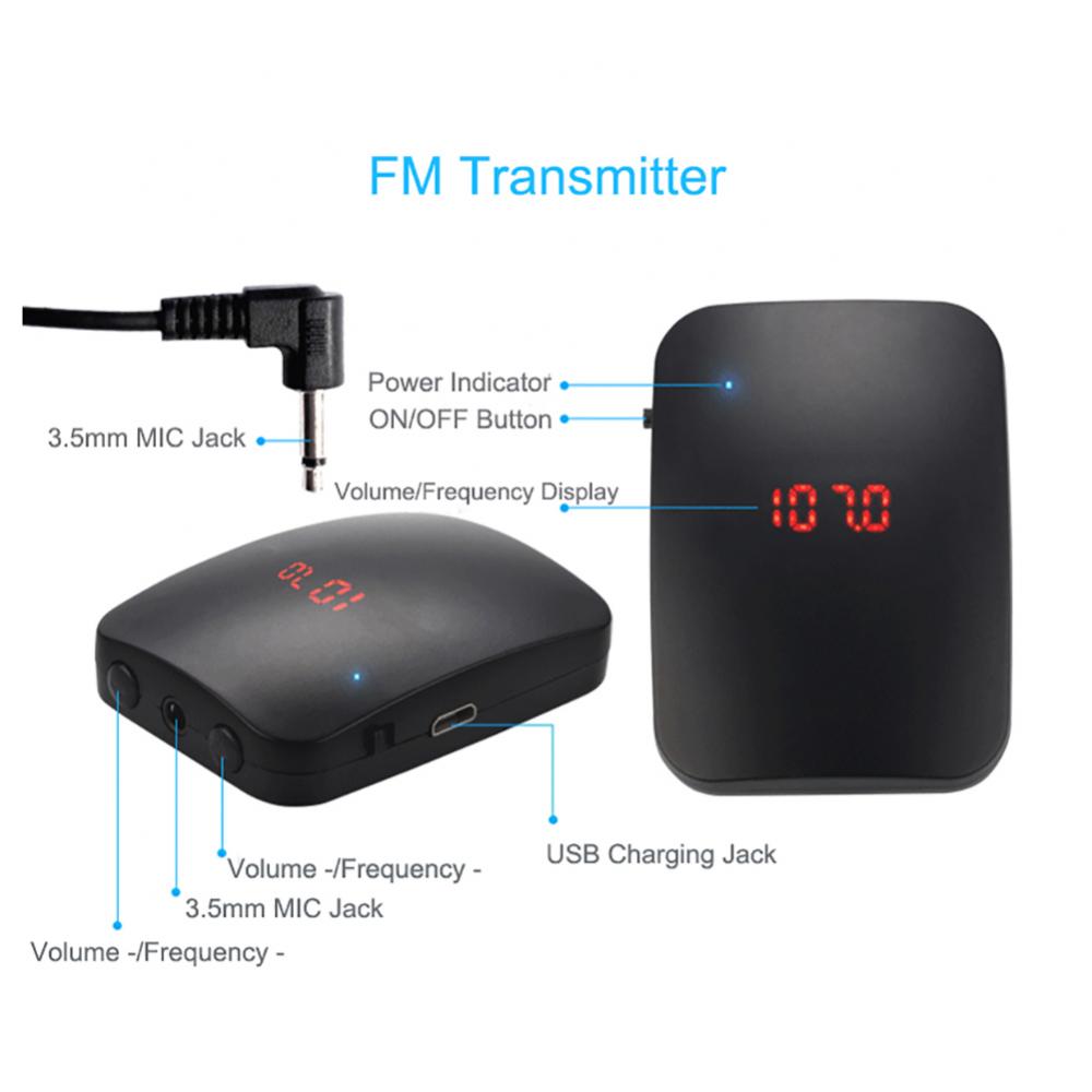 1 set FM draadloze headsetmicrofoon FM-radioversterker FM-zender Headset met beide headset MIC Kraag Clip-On MICROFOON