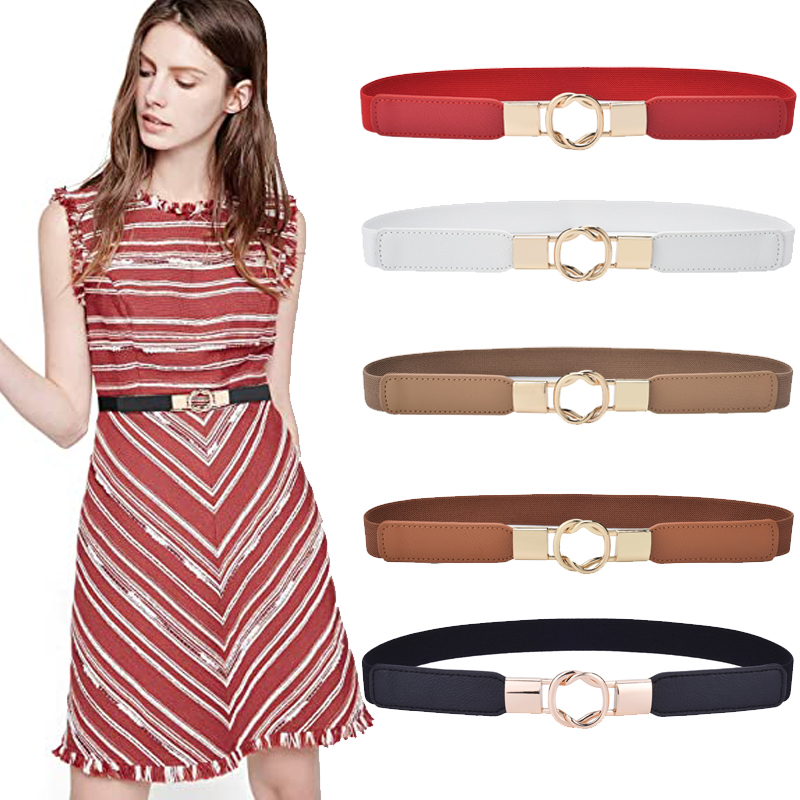 Cinturón elástico flaco para mujer, cinturón fino elástico para vestido, talla grande
