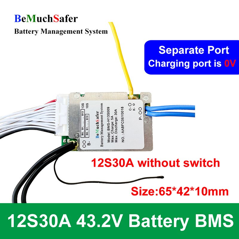 BeMuchSafer-Batterie BMS pour E-Bike E-Scooter E-Motorcycle, 10S, 12S, 13S, 30A, 36V, 43.2V, 48V, 43V, 10S30A, 12S30A, 13S30A, DIY: green