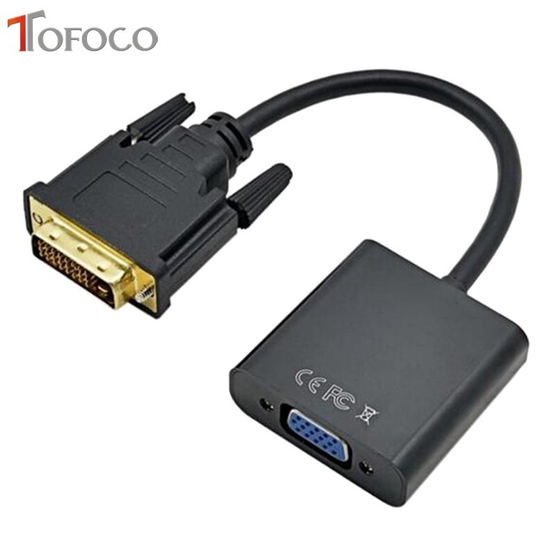 DVI to VGA Adapter Cable 1080P DVI-D to VGA Cable 24+1 25 Pin DVI Male to 15 Pin VGA Female Video Converter for PC Display