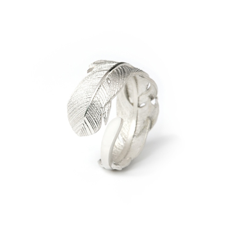 Luxury Feather Chunky Thumb Dainty Spoon 925 Sterling Silver Ring For Women Korean Statement Jewelry