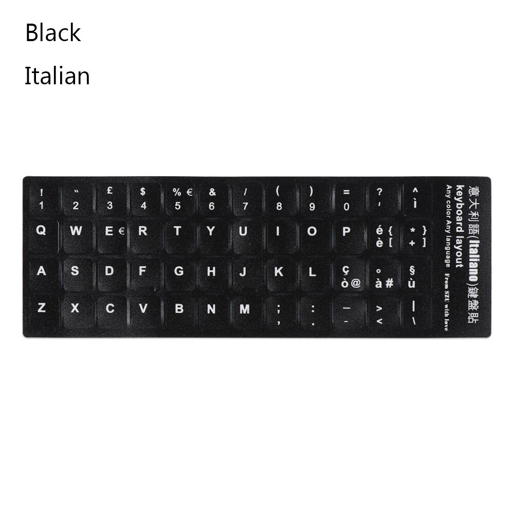 Odporna na zużycie miękka klawiatura naklejki hiszpański/angielski/rosyjski/Deutsch/arabski/włoski/japoński list zamiennik dla laptopa PC: Black Italian