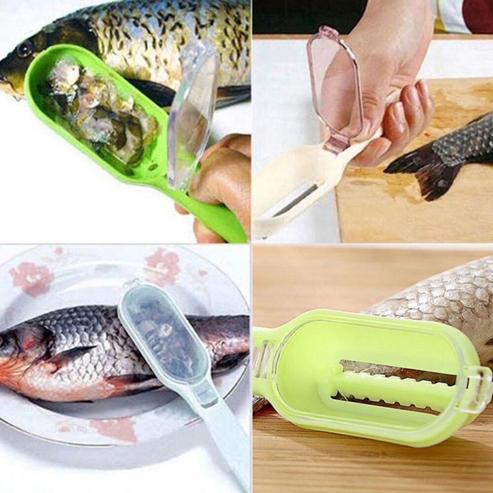 Efficient Fish Scale Peeler Quick Cleaning Fish Skin Steel Plastic Scraper Kitchen Fish Scale Remover