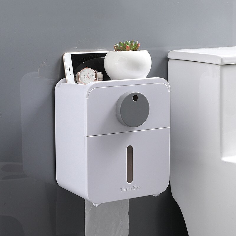Toilet Paper Roll Holder Towel Holder Wall Mounted WC Roll Paper Stand Case Waterproof Drawer Bathroom Accessories: 01