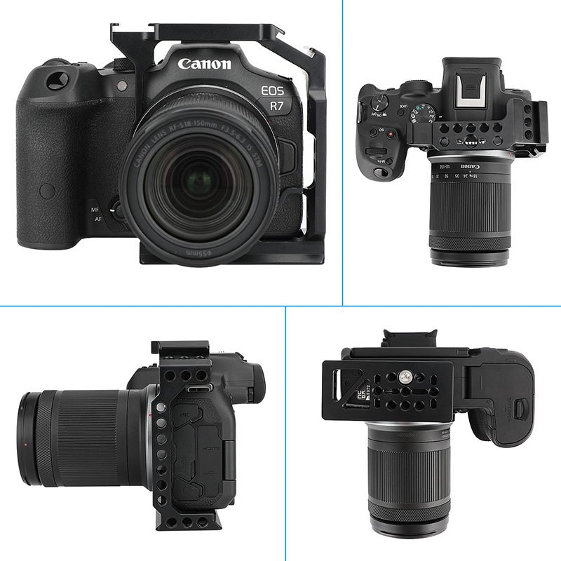 HDRIG demi-caméra Cage avec 2 supports de chaussures sur le dessus et plusieurs fils 1/4 "-20/Anti-torsion 1/4"-20 support femelle pour Canon EOS R7