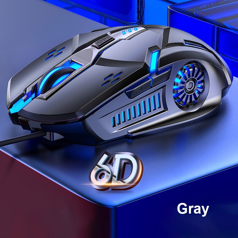 Computer Maus Gamer Ergonomische Spielen Maus USB Verdrahtete Spiel Mause 5500 DPI Stille Mäbenutzen Mit LED-hintergrundbeleuchtung 6 Geschmack Für PC Laptop: grau