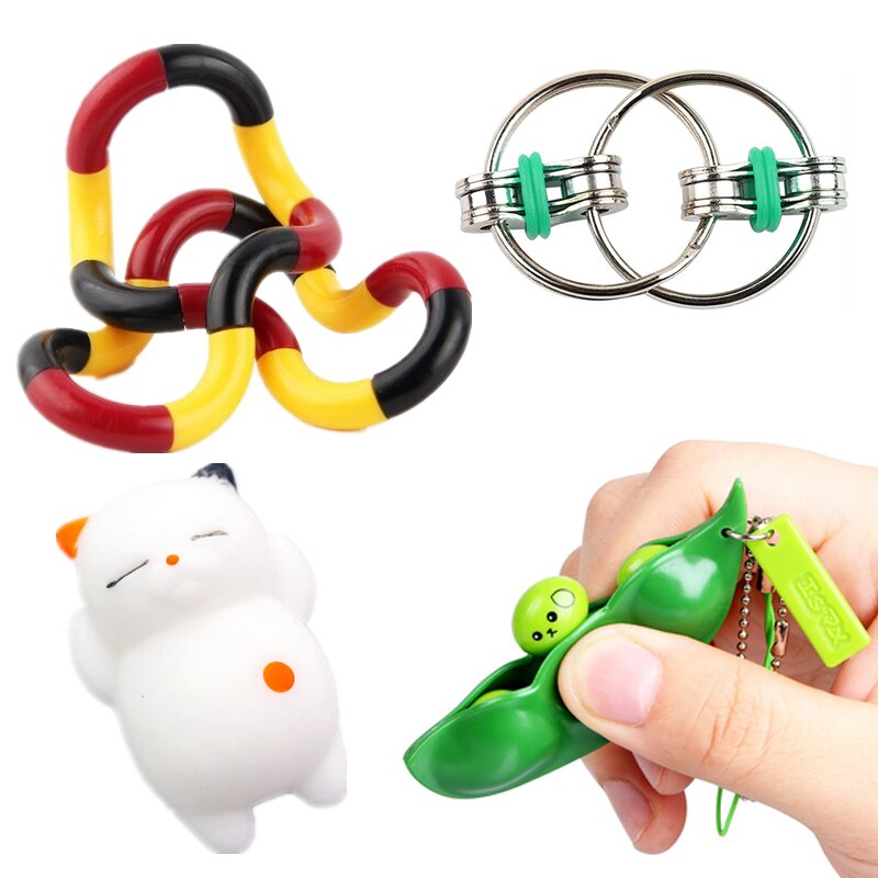 4/5/6 Pcs Fidget Toys Set Squishy Squeeze Sensory Anti Stress Relief Pop Toy Bike Chain Wist Decompression Toy For Adult Kids