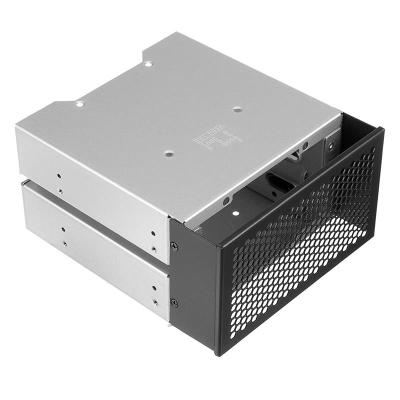 Cage pour disque dur SATA 5 pouces à 3X3.5 pouces, support pour disque dur, convertisseur adaptateur avec ventilateur, en acier inoxydable