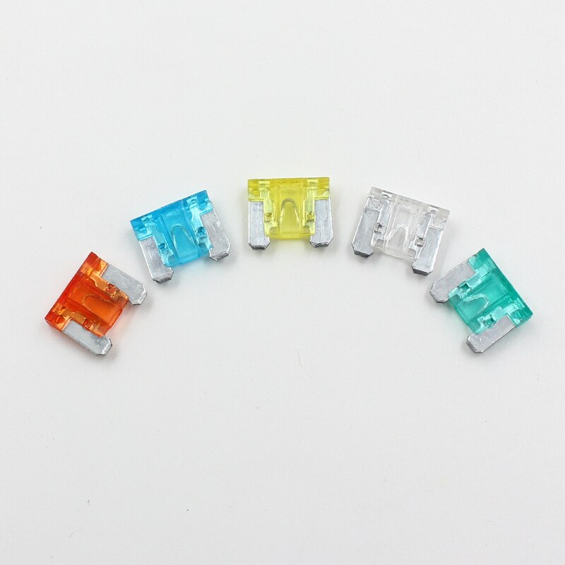 100pcs automotivo pc e liga de zinco de baixo perfil mini fusíveis 5a 7.5a 10a 15a 20a 25a 30a fusível de carro