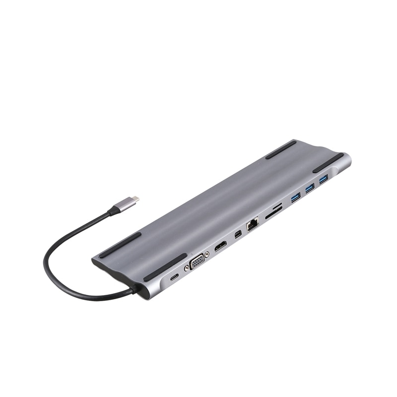 USB C Hub,11 in 1 USB-C Laptop Docking Station with Gigabit Ethernet Port Cable, 4K HDMI, VGA, 3 USB3.0, 1 USB2.0, SD/TF Cards R