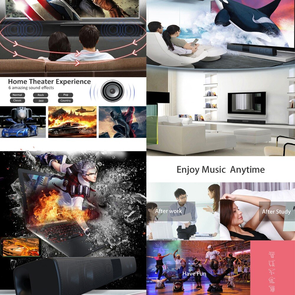 SOONHUA Wireless Bluetooth Speaker DSP Stereo Sound Processor Home Theater Soundbar RCA Line Subwoofer With 3.5mm Audio Input