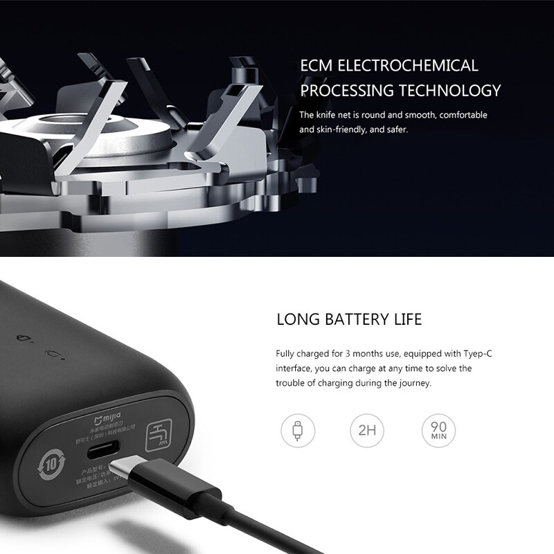 Xiaomi-Afeitadora eléctrica Mijia MSX201, Original para hombre, con 2 cabezales giratorios, portátil y resistente al agua maquinilla de afeitar recargable USB