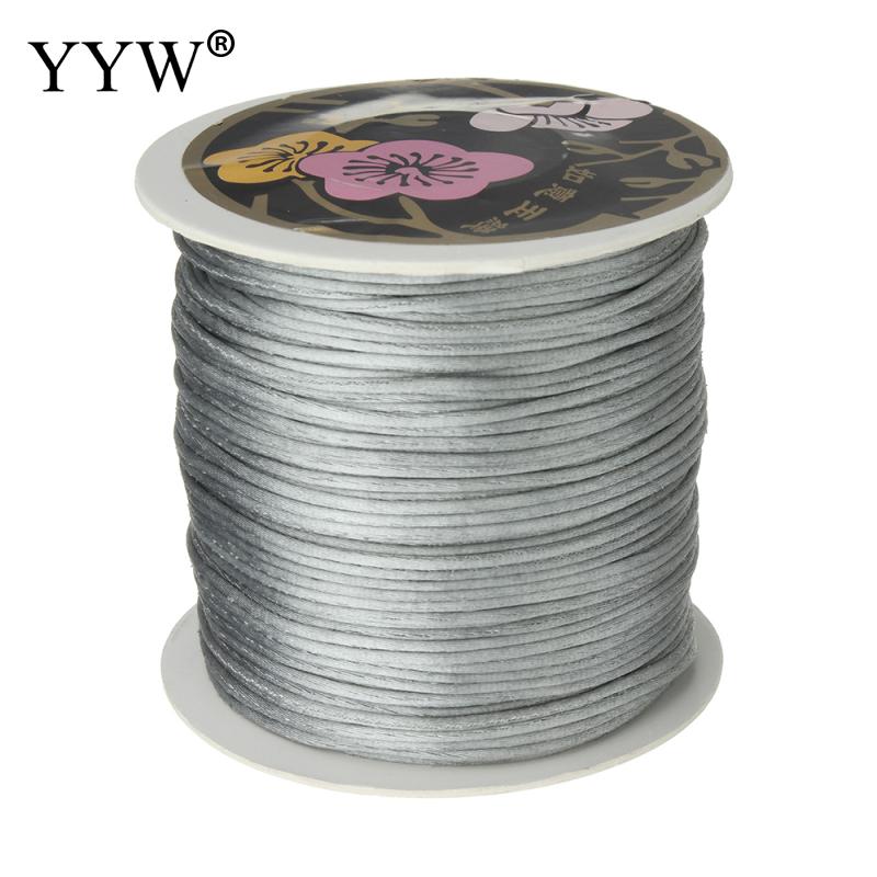 70 m/PC 1mm bobine de Nylon mélange couleur noir chinois Satin soie noeud macramé cordon perles européen tressé fil: light grey
