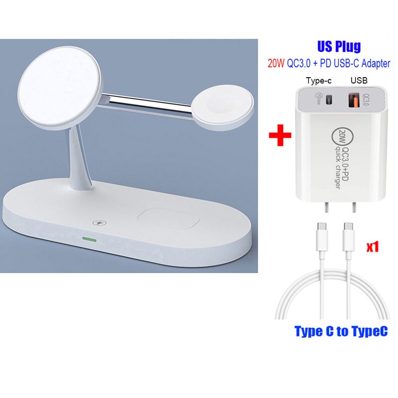 QI 15W Schnelle Ladestation 3in1 Magnetische Sichere Drahtlose Ladegerät Für iPhone 12 Profi Max 11 Ladegeräte für Apfel uhr Airpods Profi: hinzufügen uns Stecker WT