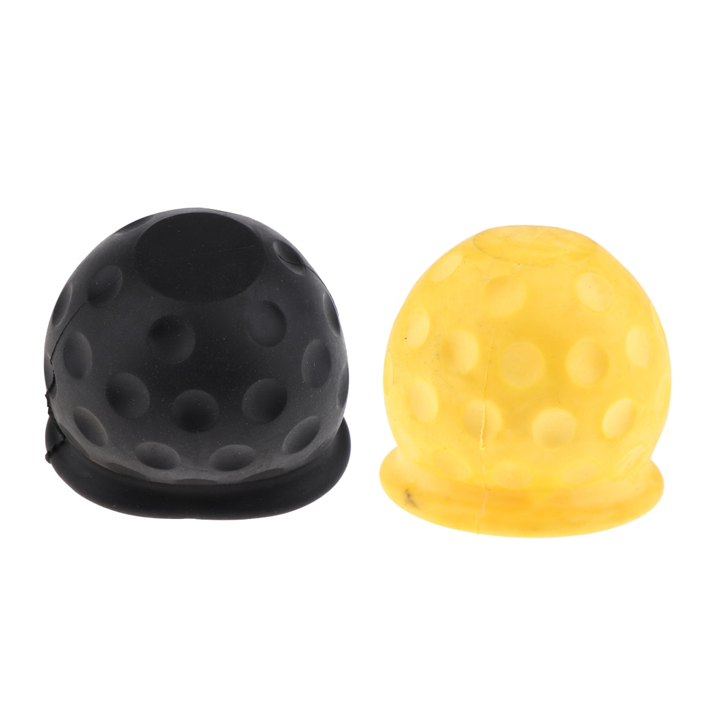 2x Car Durable Rubber Tow Ball Cap - Tow Cover - Yellow+Black