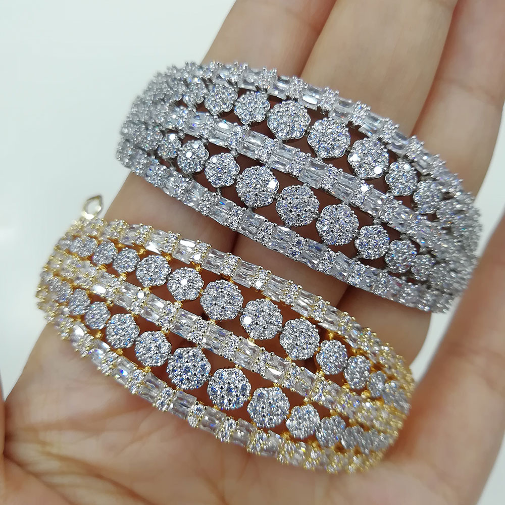 Godki Luxe 5 Rijen Stapelbaar Afrikaanse Bangle Voor Vrouwen Bruiloft Volledige Kubieke Zirkoon Crystal Cz Dubai Armband Partij Sieraden