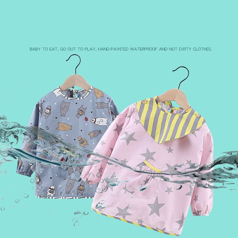 Baumwolle Baby Lätzchen Wasserdicht Art essen Kleidung freundlicher Langen Ärmeln Fütterung Kittel Lätzchen Baby Schürze Bandana Bebes Lätzchen